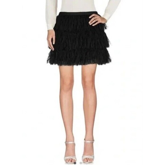REDValentino NEW Fringes Detail Wool Cashmere Skirt In Black Size 40 - Picture 1 of 15